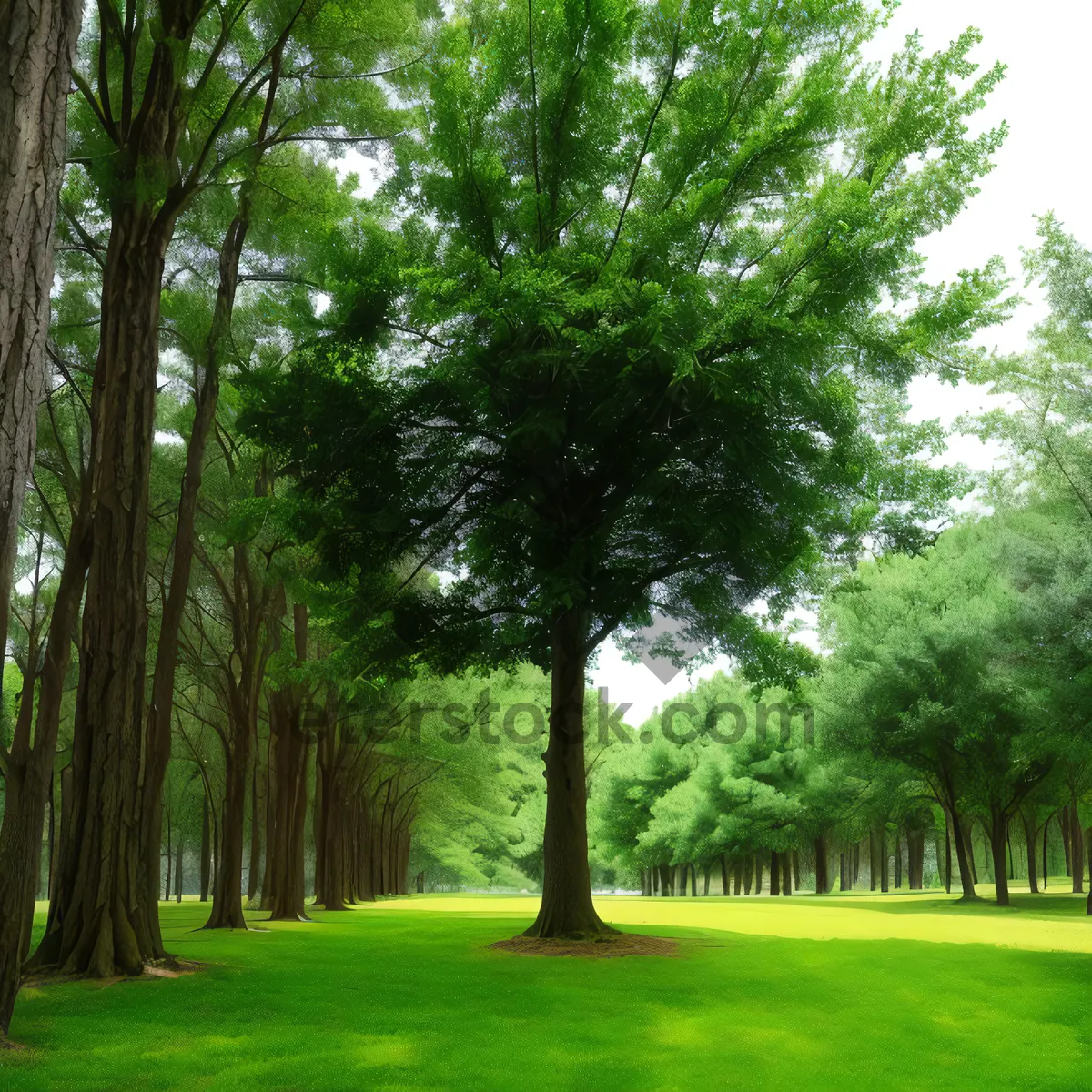 Picture of Enchanting Woodland Path through Sunlit Forest