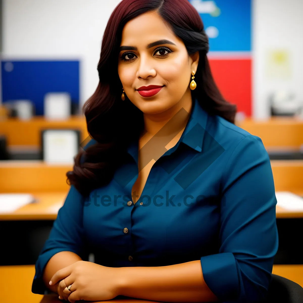 Picture of Successful Businesswoman with Confident Smile in Office