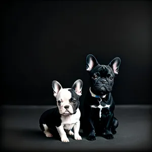 Cute Bulldog Terrier Puppy in Studio Portrait