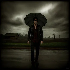 Rainy Day Shelter: Man Holding Umbrella