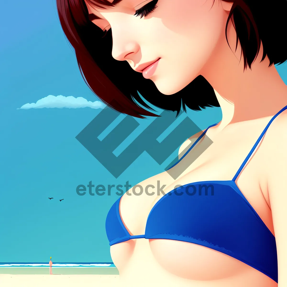 Picture of Beautiful Smiling Fashion Model with Gorgeous Hair