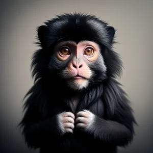 Cute Wild Primate with Black Fur