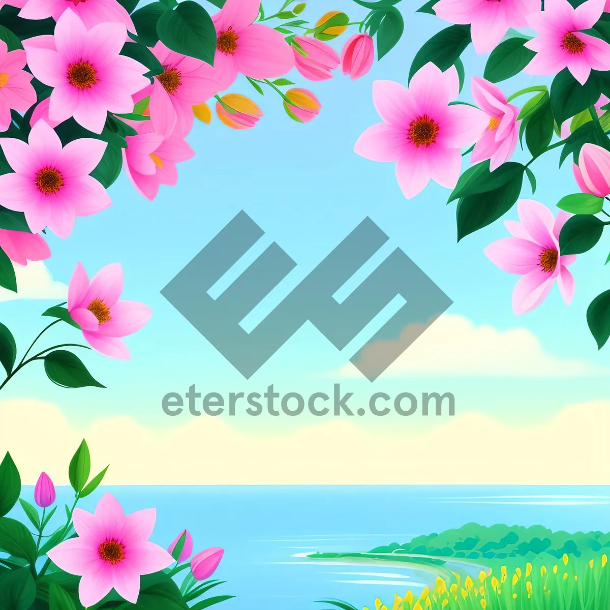 Picture of Floral Pink Pattern Summer Blossom Design