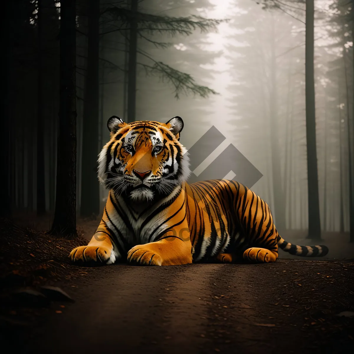 Picture of Powerful Striped Predator Roaming the Jungle