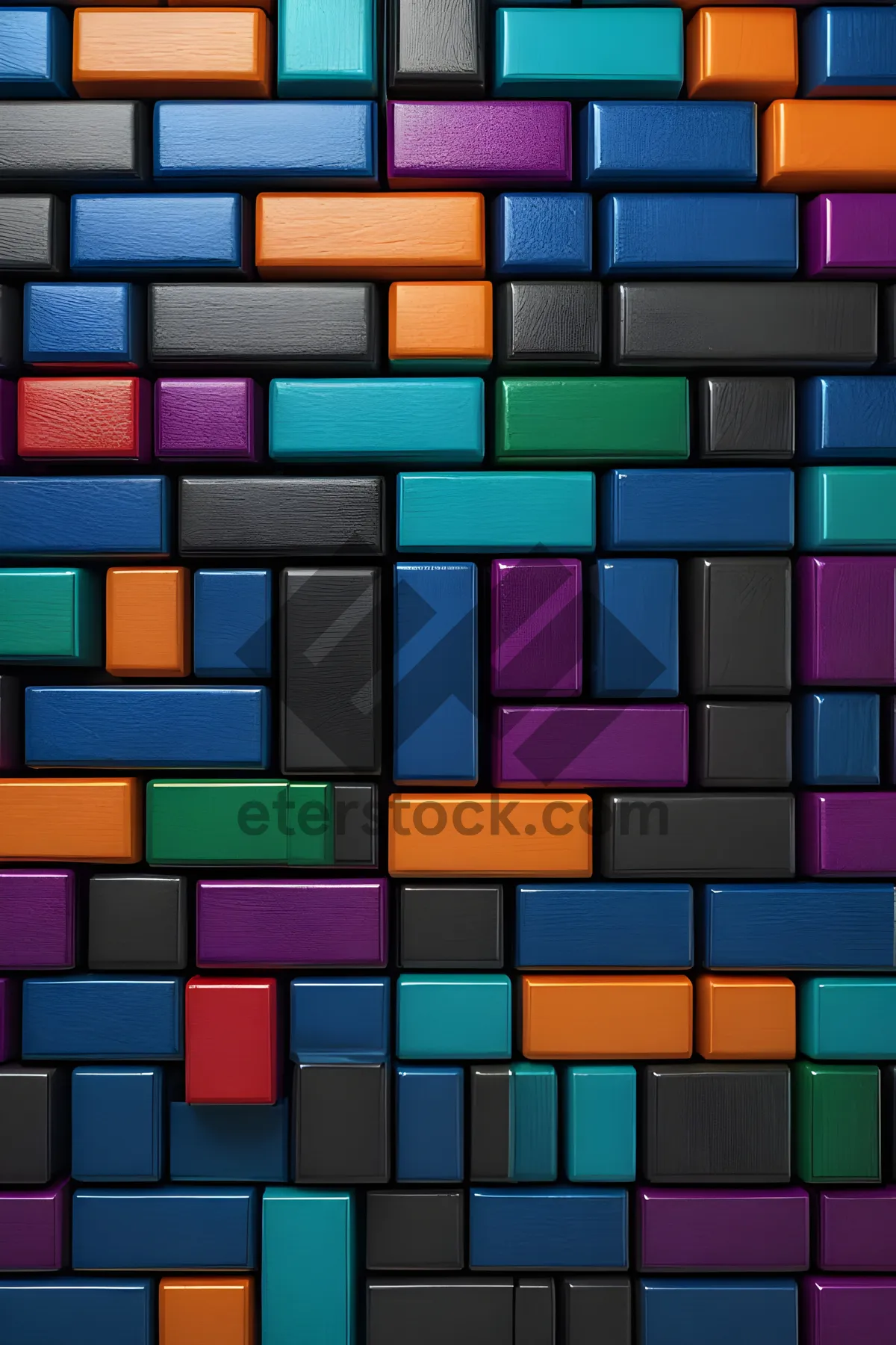 Picture of Colorful geometric square mosaic design wallpaper pattern.