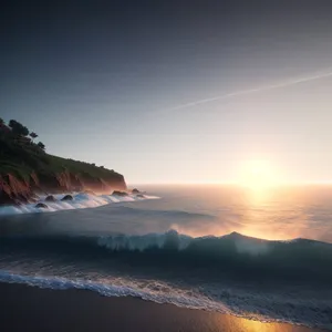 Serene Sunset over Coastal Paradise