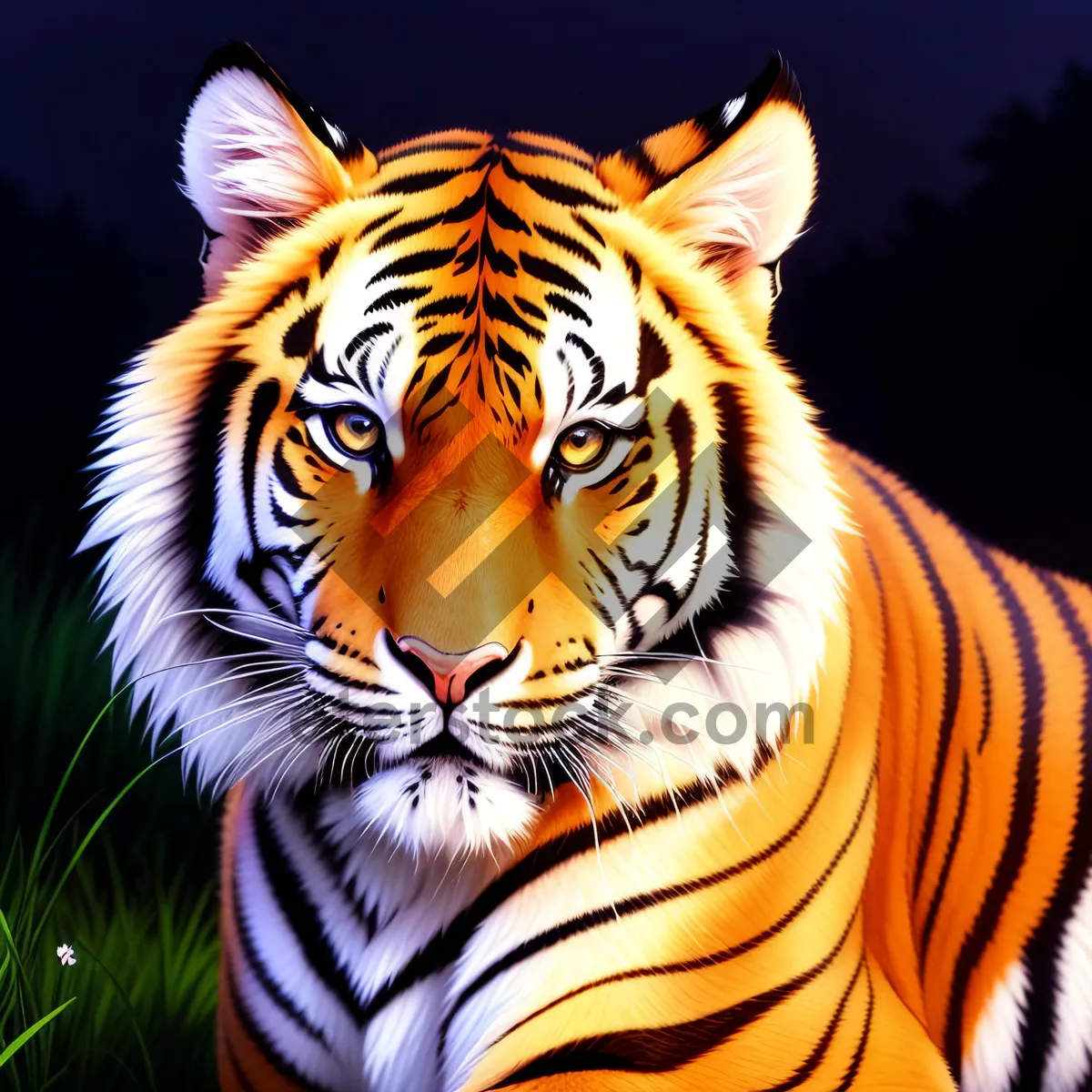 Picture of Striped Wildlife Feline in Jungle: The Ferocious Tiger