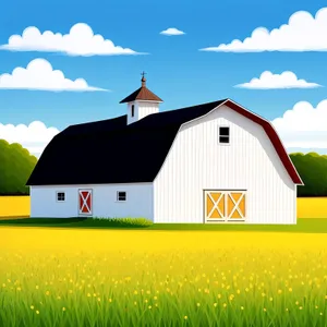 Idyllic Countryside Barn in Colorful Landscape