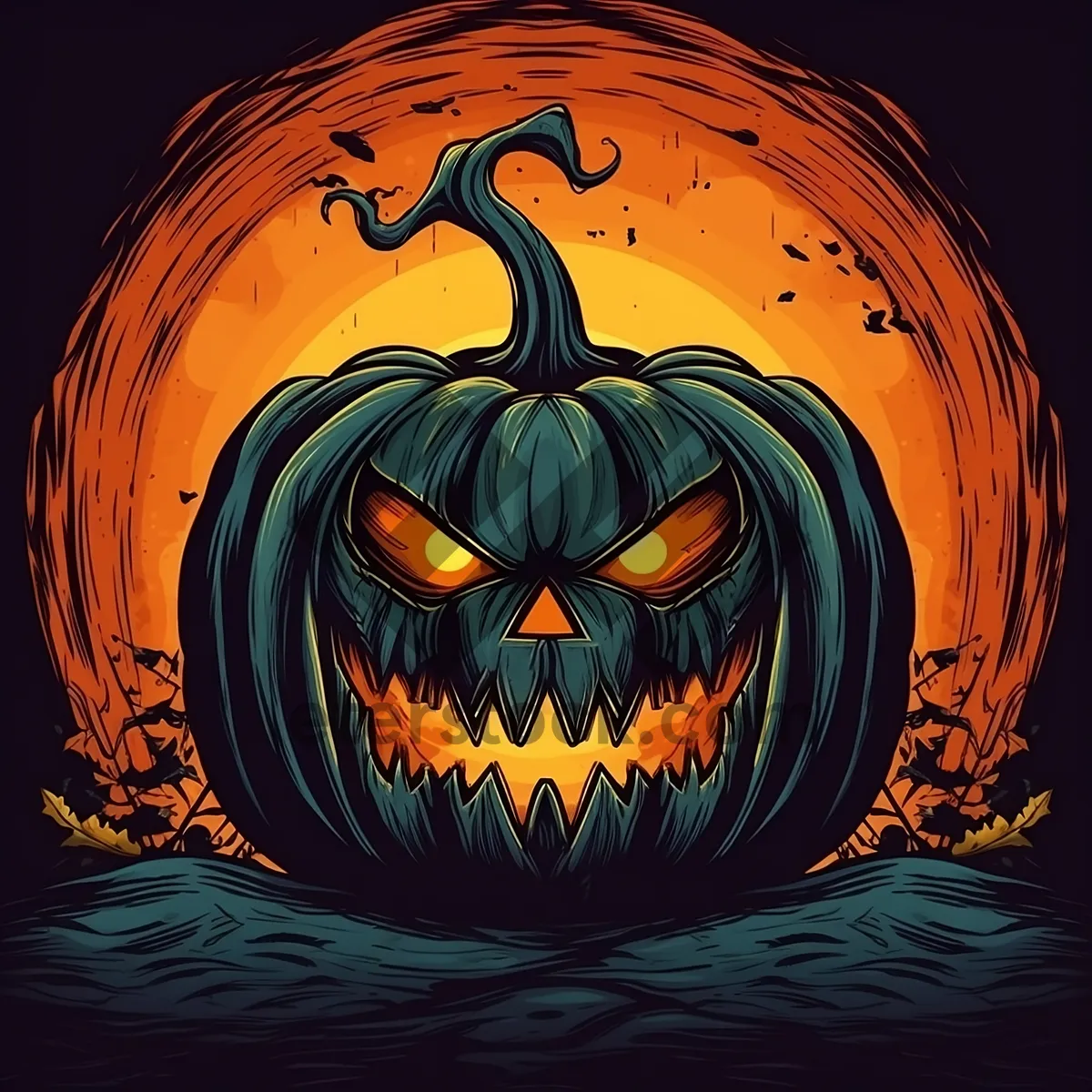 Picture of Dark Halloween Pumpkin Lantern Art Design