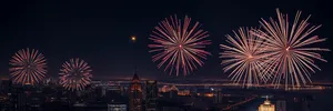 Vibrant Firework Display in the City Skyline