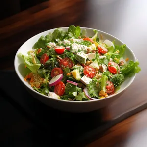 Delicious Gourmet Salad with Fresh Vegetables and Cheese