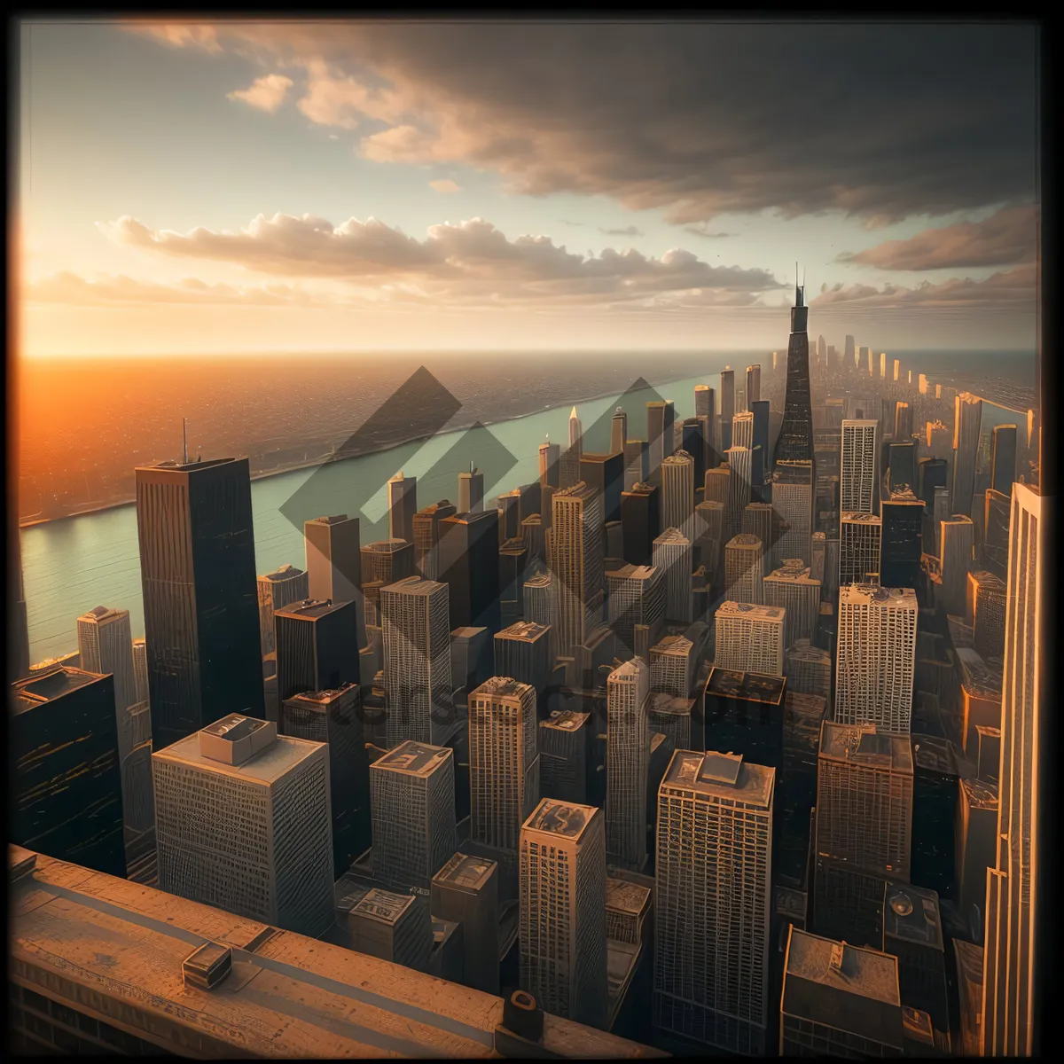 Picture of Urban Heights at Sunset: City Skyline