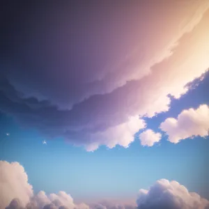 Vibrant summer sky with fluffy white clouds