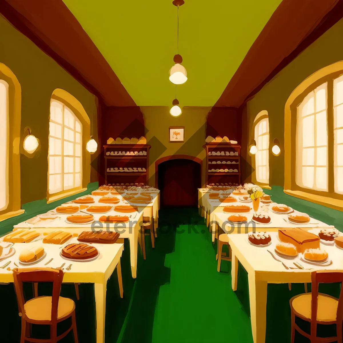 Picture of Modern dining room with elegant furniture and stylish decor