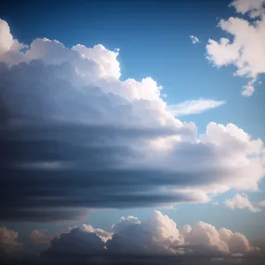 Vibrant Summer Sky with Fluffy Clouds