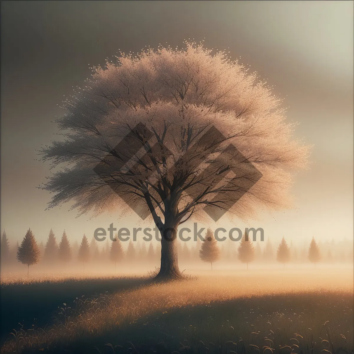 Picture of Golden Winter Glow: Majestic Sunset Over Snowy Landscape
