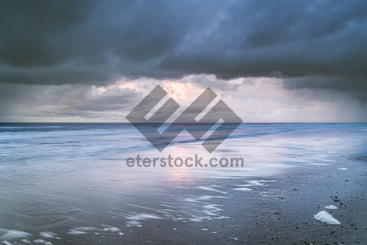 Picture of Tranquil sunset over tropical beach coastline