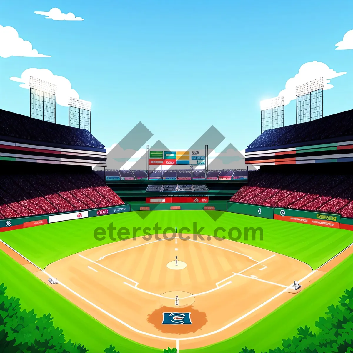 Picture of Summer Sports Facility: Baseball Stadium on Lush Green Grass