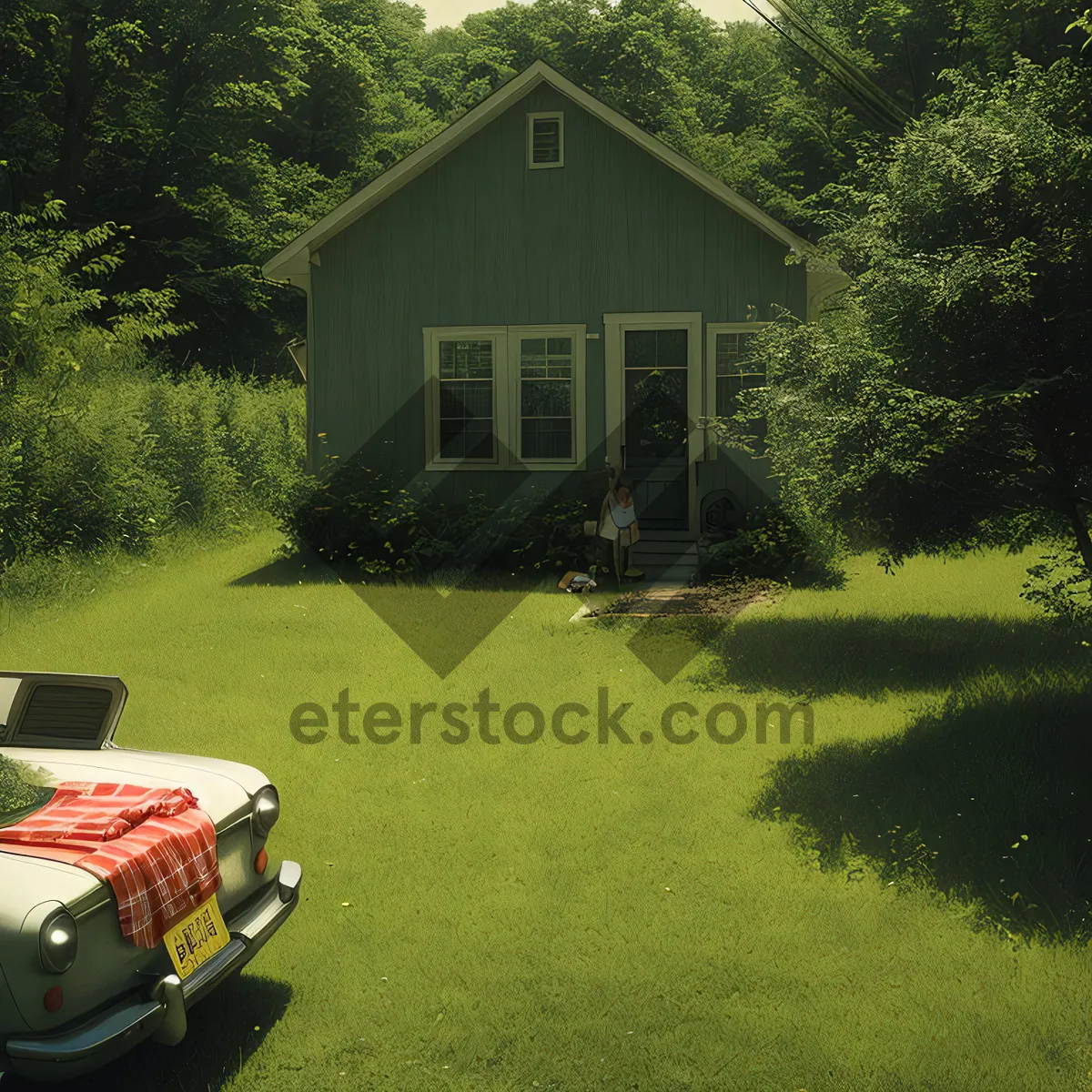 Picture of Rural Estate with Landscaped Gardens and Lawn Mower