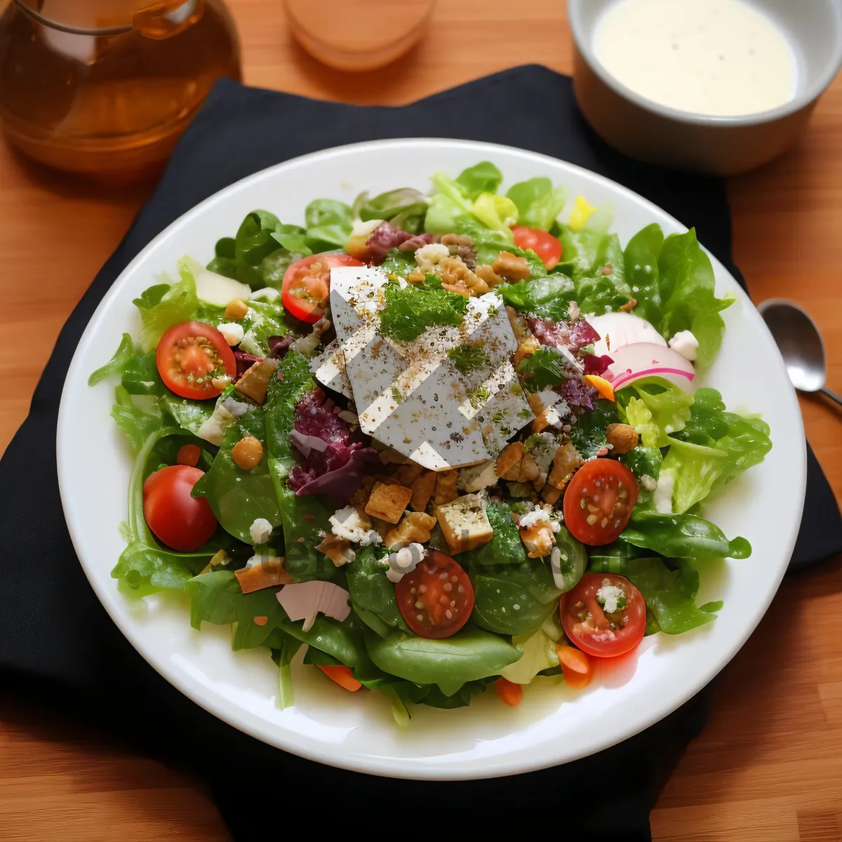 Picture of Healthy Gourmet Salad with Fresh Vegetables and Cheese
