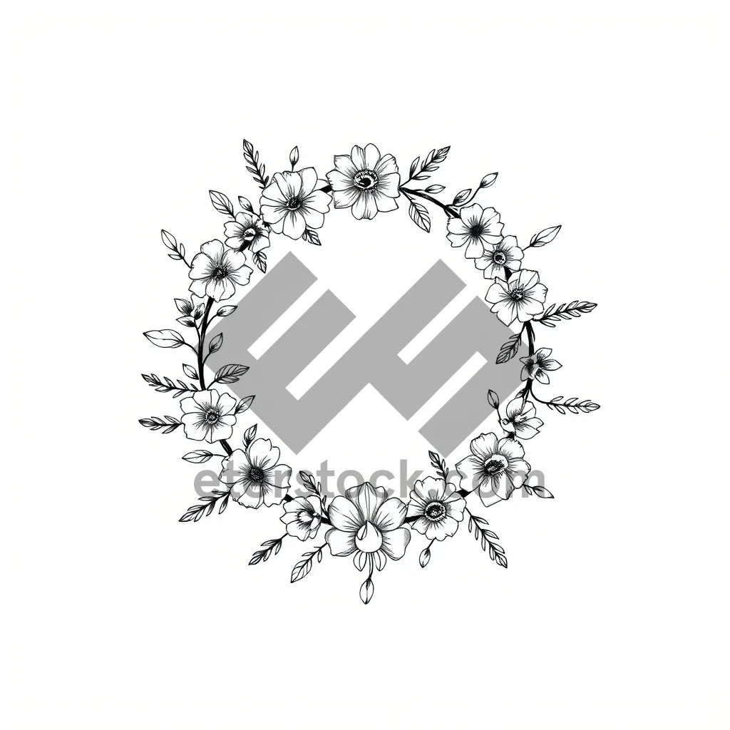 Picture of Ornate vintage floral border design with curl elements