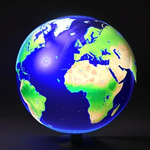 Glowing 3D World Map Satellite Icon