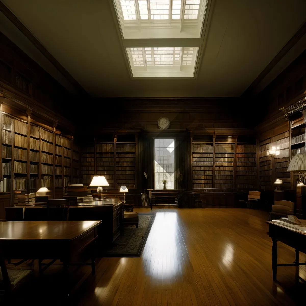 Picture of Modern Restaurant Interior Design with Wooden Furniture and Lamp