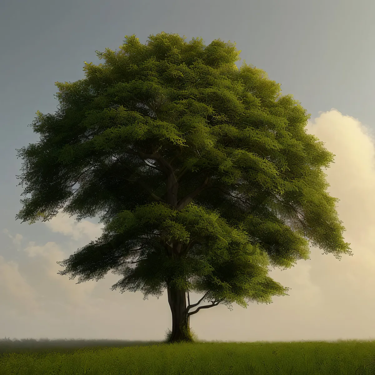 Picture of Serene Oak Meadow Beneath Summer Skies