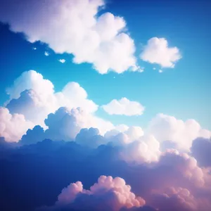 Vibrant Summer Sky with Fluffy Clouds