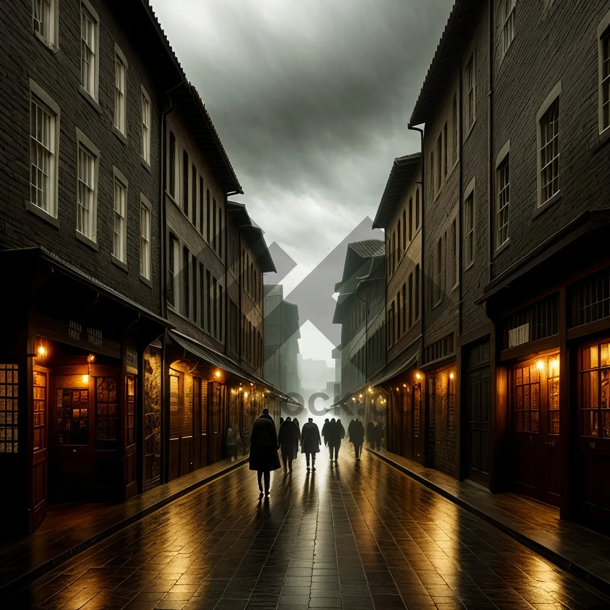 Picture of Enchanting City Nightscape: A Historic Bridge Over Water Channel