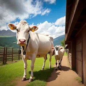 Bovine bliss in the rural pasture"
or
"Grass-grazing cattle on the farm