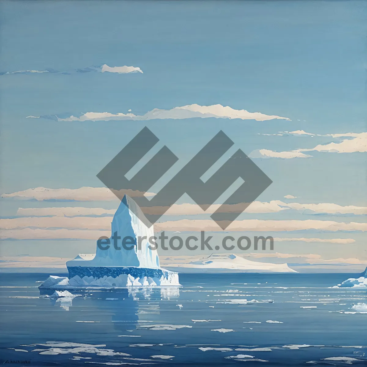 Picture of Royal Sky: Majestic Iceberg and Serene Seascape