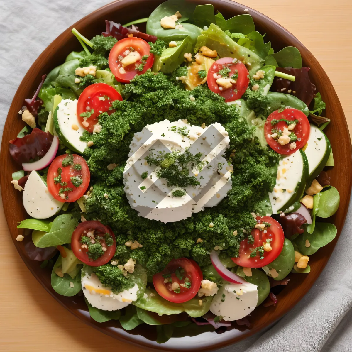 Picture of Delicious Plate of Gourmet Salad with Fresh Vegetables