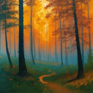 Autumn Serenity: A Sunlit Forest Landscape