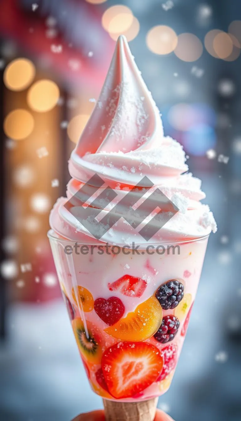 Picture of Delicious Strawberry Ice Cream Dessert in Glass