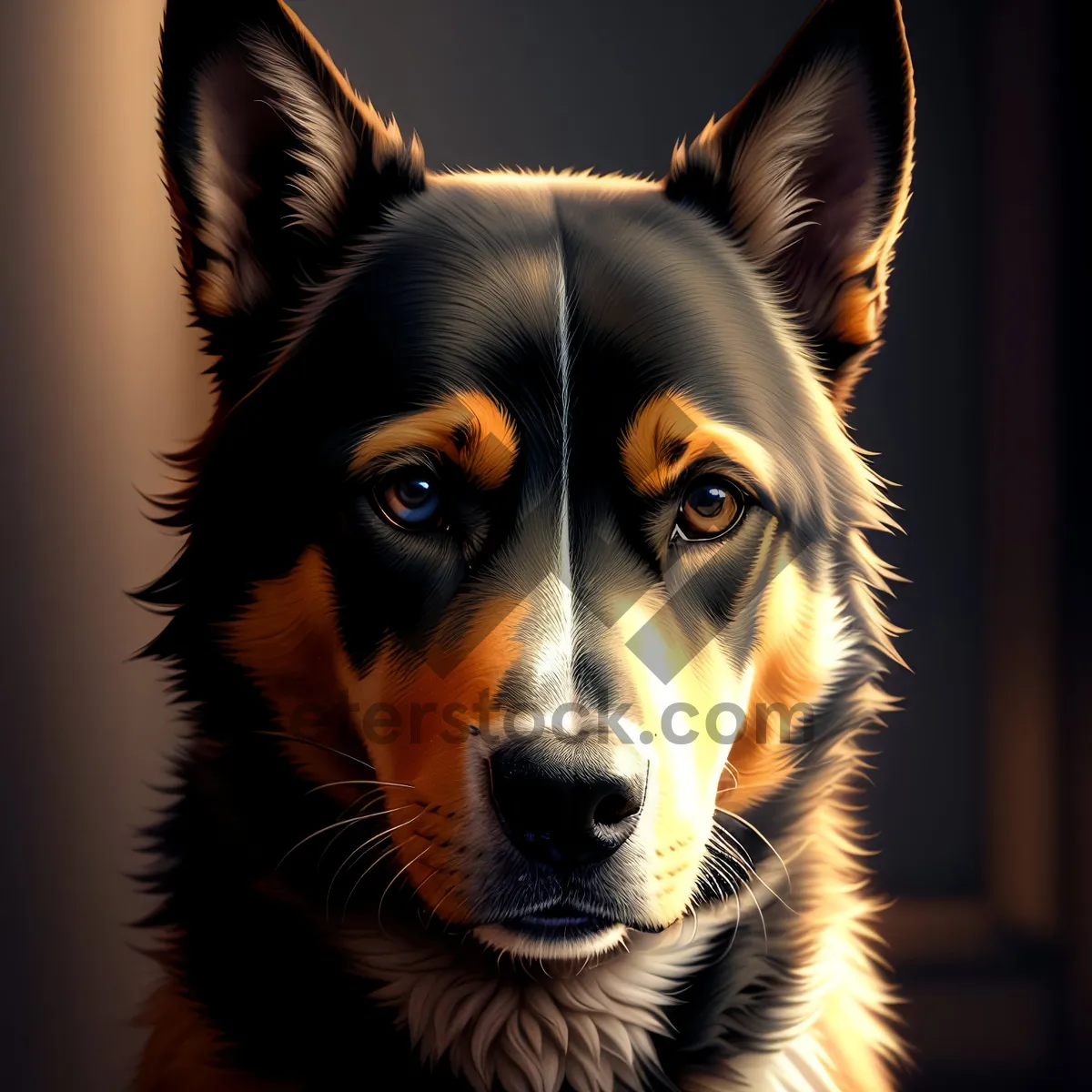 Picture of Cute Border Collie Shepherd Dog Portrait - Purebred Puppy