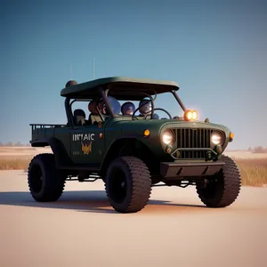 Rugged Jeep on Desert Road