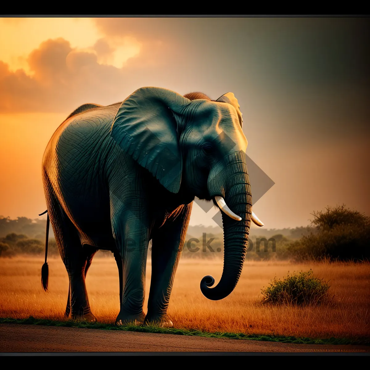 Picture of Majestic Tusker Greeting the Sunrise