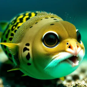 Colorful Puffer Fish in Tropical Reef Waters