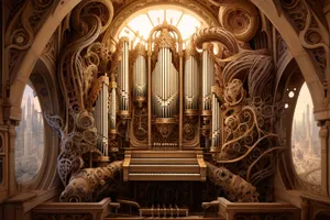 Religious Organ inside Historic Cathedral