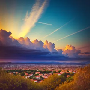 Golden Horizon Silhouetted Against a Painted Sky