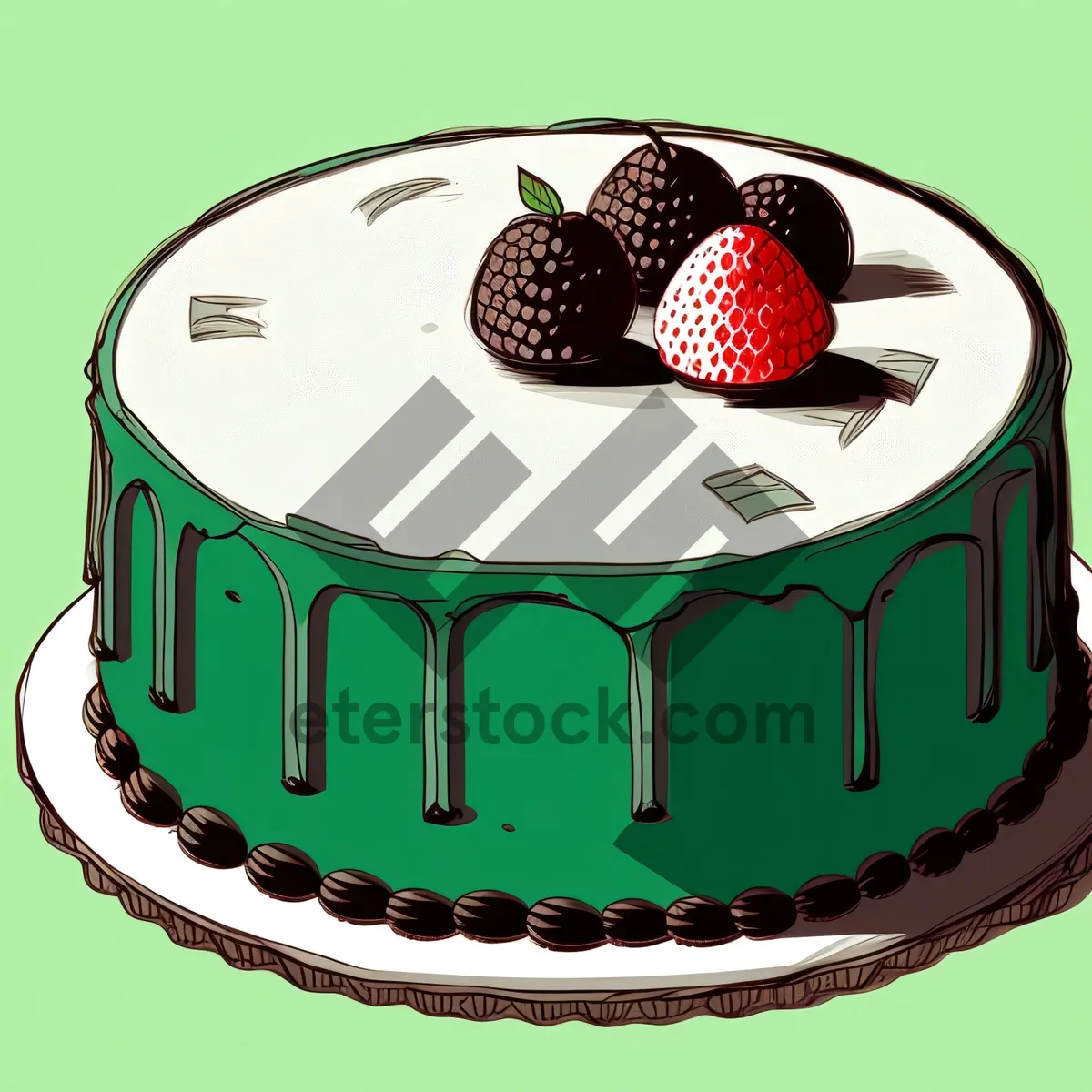 Picture of Delicious Berry Cream Cake with Chocolate Polka Dots