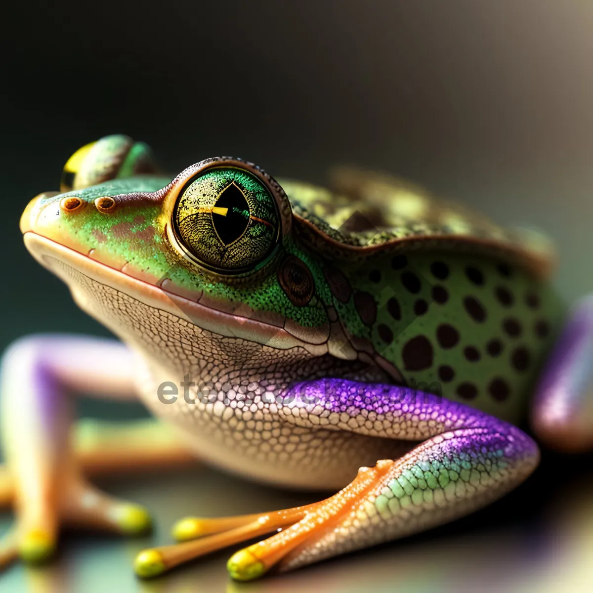 Picture of Vibrant Orange Eyed Tree Frog Close-Up