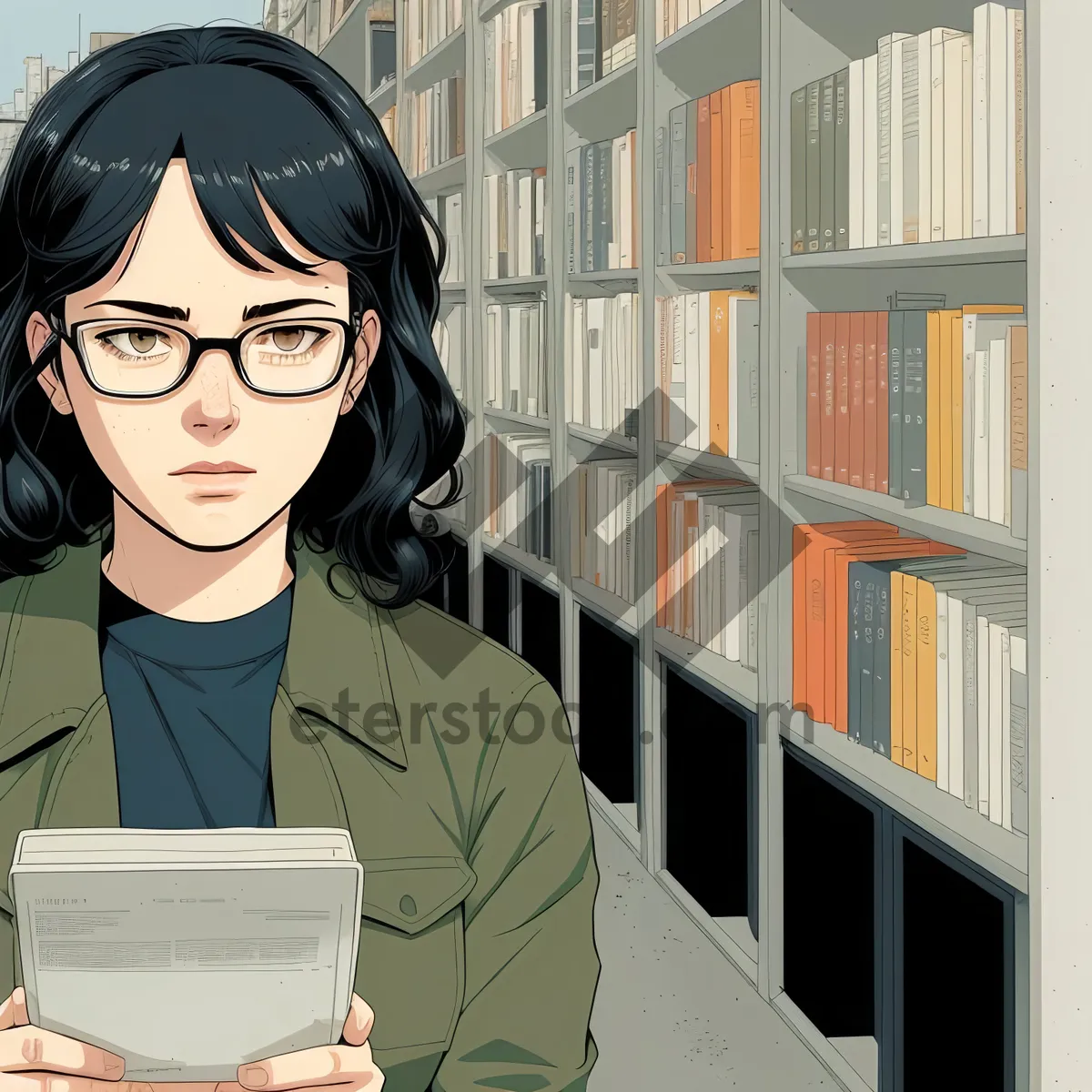 Picture of Smiling businesswoman working on laptop in office