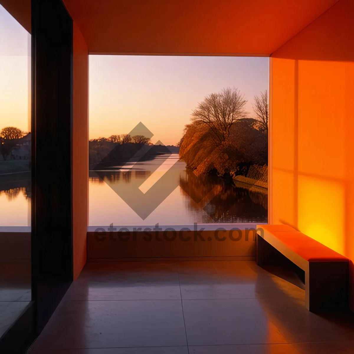Picture of Bright silhouette architecture design with lighting apparatus.