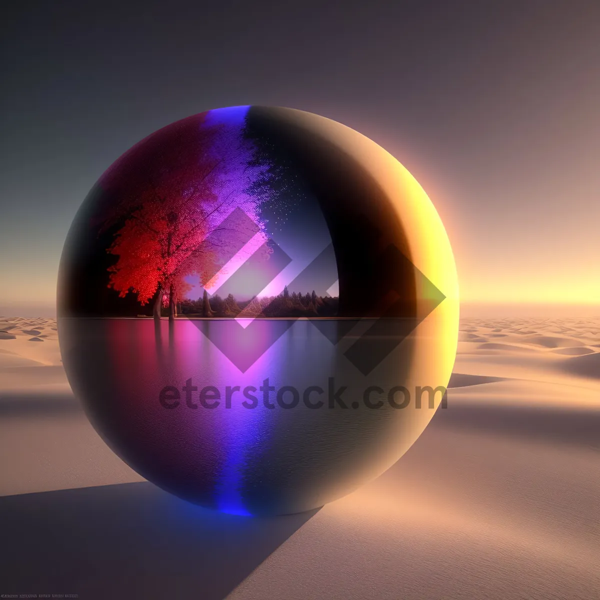 Picture of Ethereal Orb: A mesmerizing blend of light and reflection showcasing a 3D planetary sphere