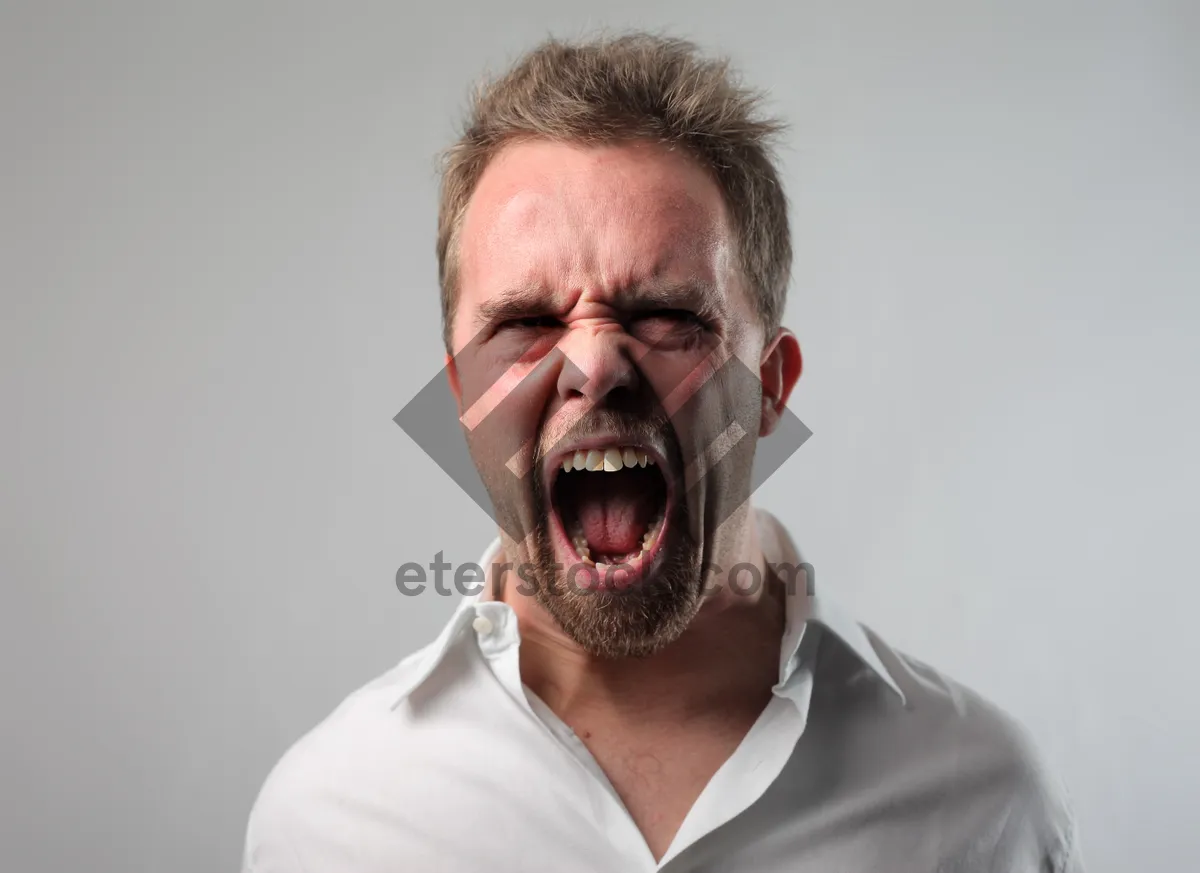 Picture of Happy businessman with mask smiling confidently at camera