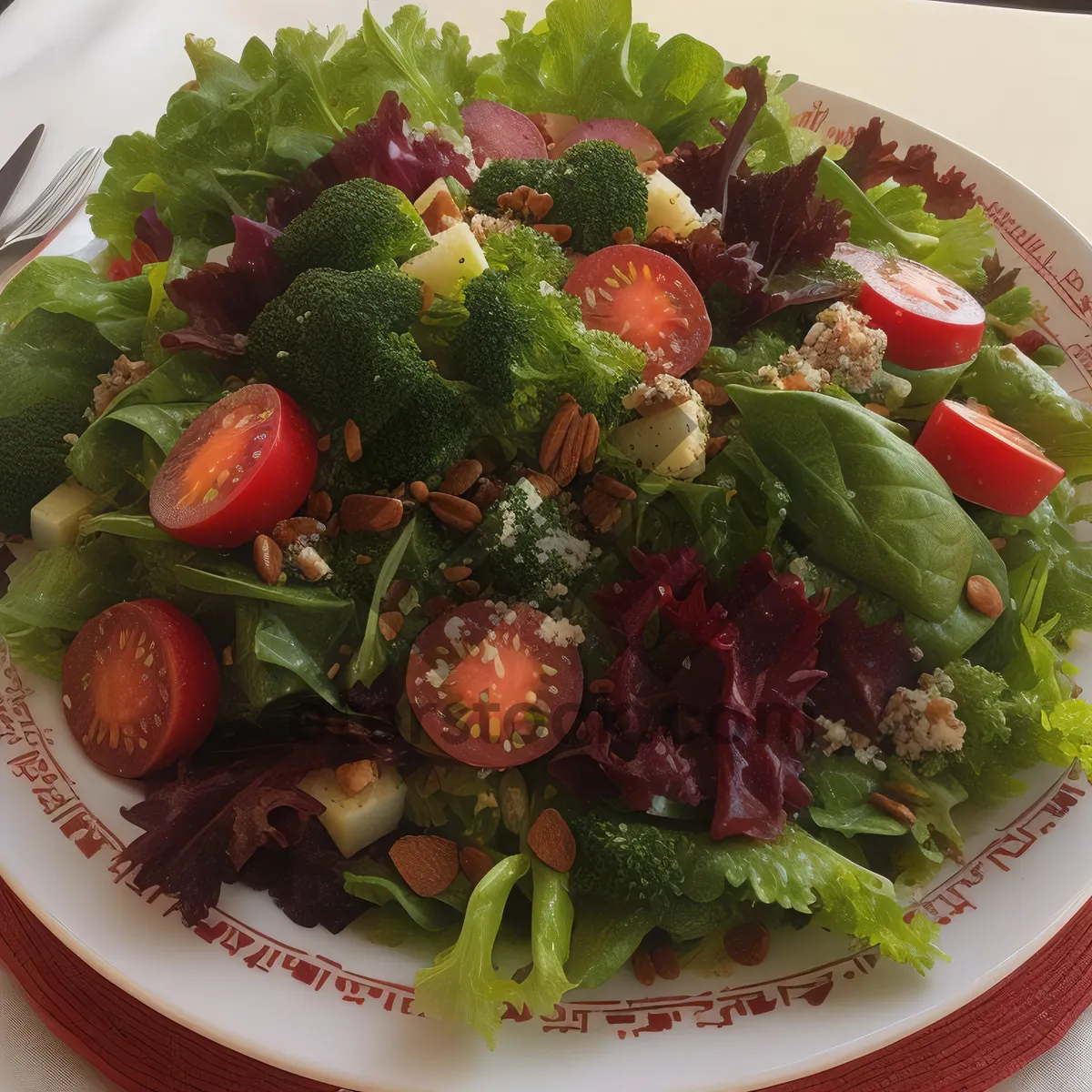 Picture of Fresh Salad Plate with Mixed Vegetables and Berries