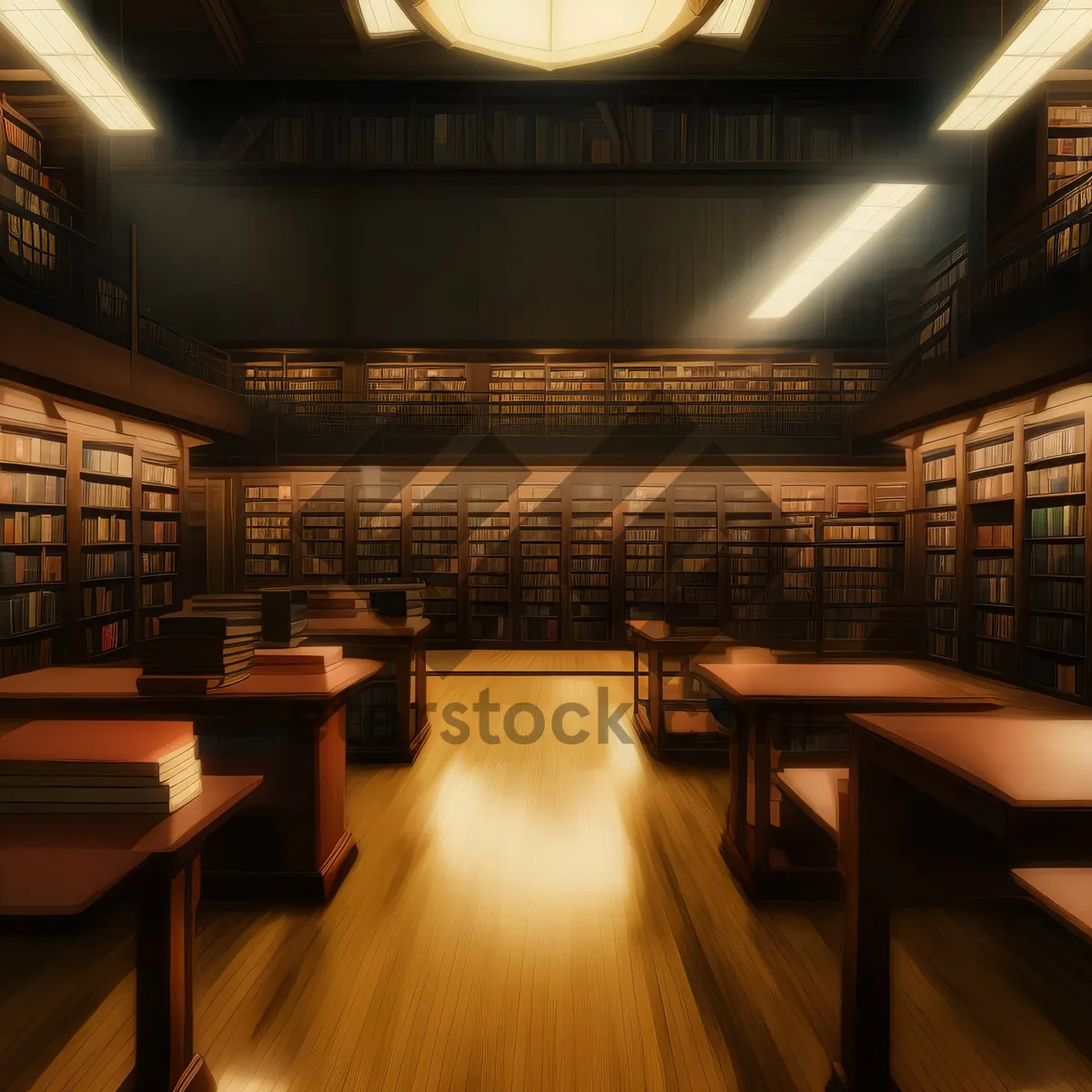 Picture of Modern cafeteria interior with stylish furniture and tables.