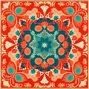Vintage Floral Fabric with Arabesque Pattern